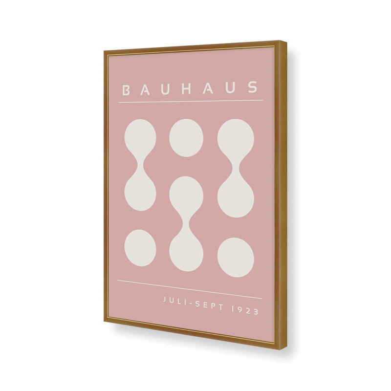 Impression sur roulettes rose Bauhaus Flow II, H 21,25 po x l 17,25 po x P 1,25 po, Reproduction encadrée sans passe-partout