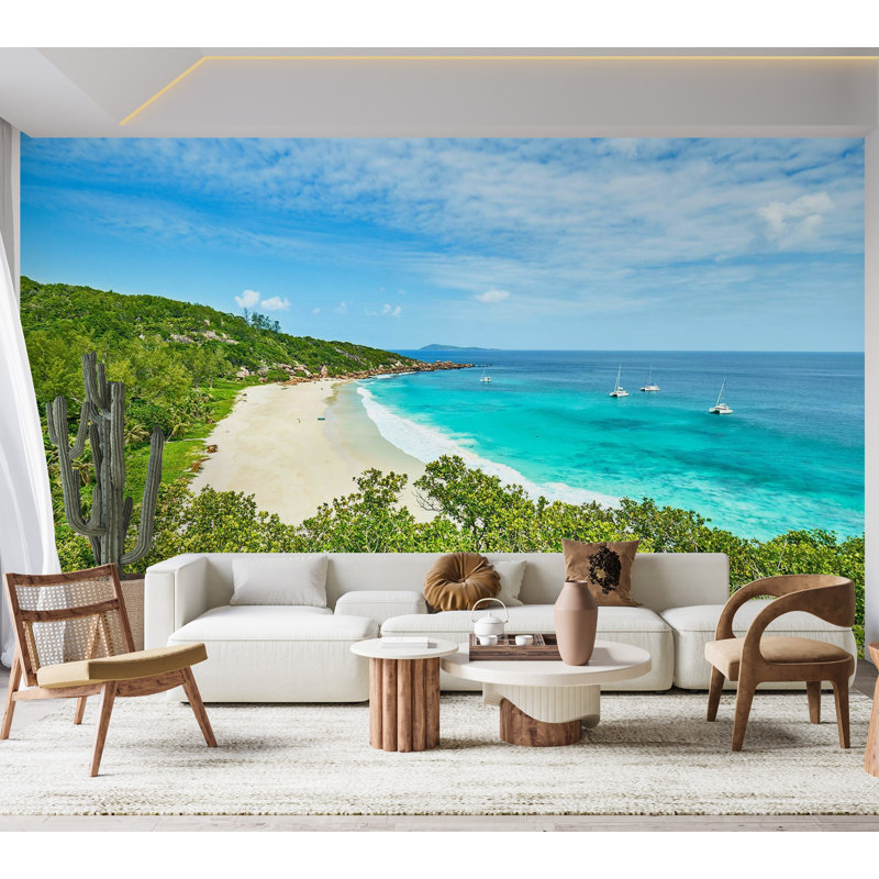 Murale pelez et collez de qualité supérieure - paradis tropical, L 120 po x L 96 po