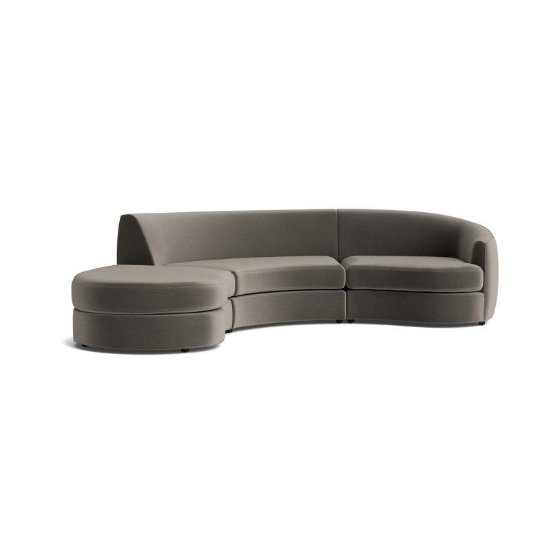Giselle 3-Piece Right Arm Sectional, Performance Velvet - Graphite