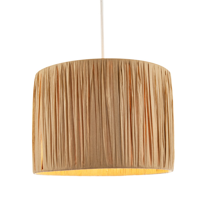 18cm H Fabric Drum Lamp Shade ( No Direct Attachment Method ) in Brown