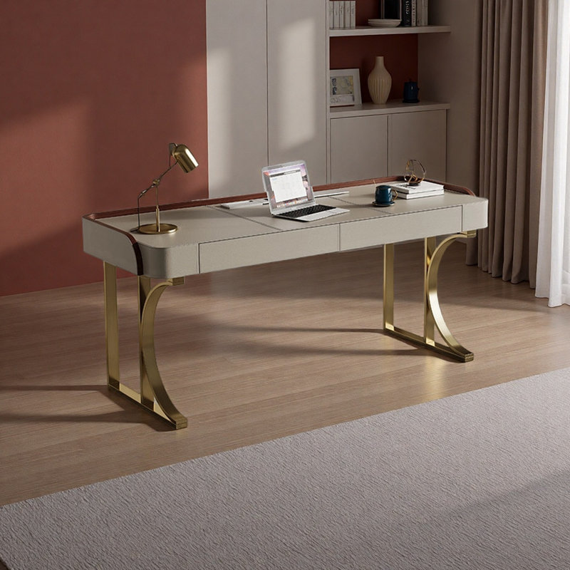 Ivory Computer Desk, 29.52" H x 70.86" W x 23.62" D