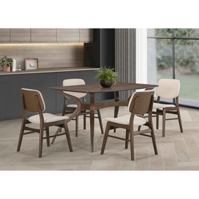 5-Piece Wood Dining Set with Upholstered Chairs
