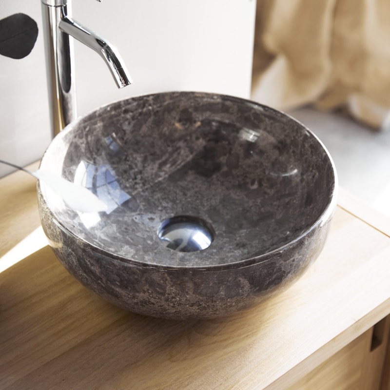 Pia Light Gray Marble Bathroom Sink, Light Gray