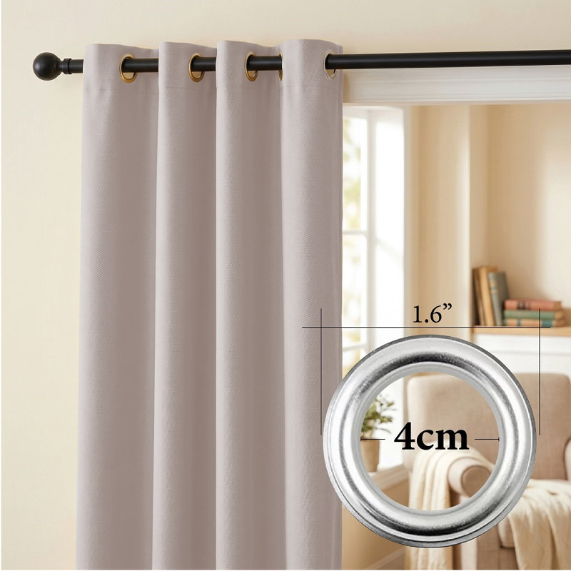 Jeffro Pair of Eyelet Blackout Curtain Panels, 116.84cm Width x 182.88cm Drop, Silver