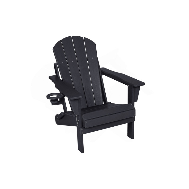 Chaise Adirondack pliante en PEHD avec porte-gobelet double - Chaise Adirondack en composite avec texture bois