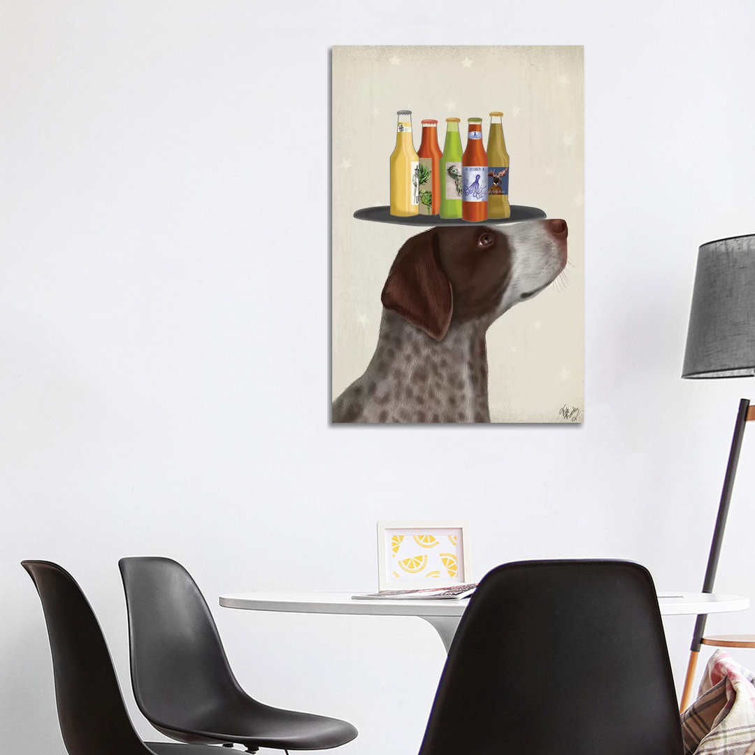 German Shorthaired Pointer Ice Cream Beer Lover by Fab Funky - Wrapped Canvas Gallery-Wrapped Canvas Giclée