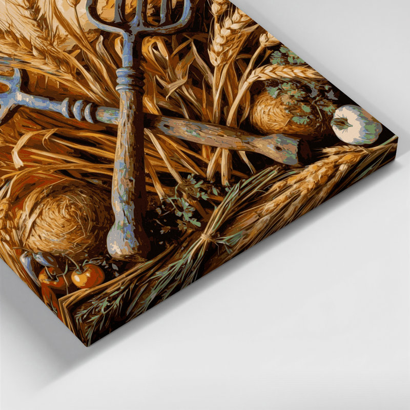 «Farm Crossed Pitchforks», art mural sur toile brune, H 16 po x l 20 po