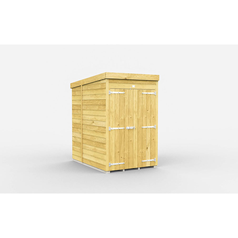 4ft x 7ft Pent Shed - Double Door without Windows