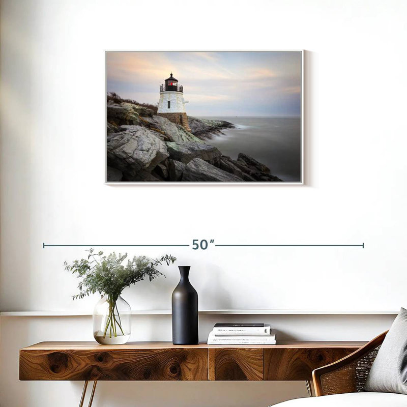 Phare de Coastal Castle Hill, Cadre flottant blanc, 31 po x 21 po
