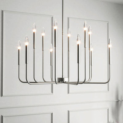  Jassel 12 - Light 40" Black/Brass/Gold Dimmable Classic Candle - Style Chandelier For Living Room Or Dining Room