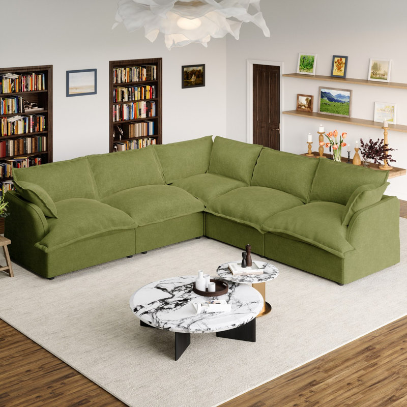 Canapé modulaire en duvet synthétique Kejon, Vert
