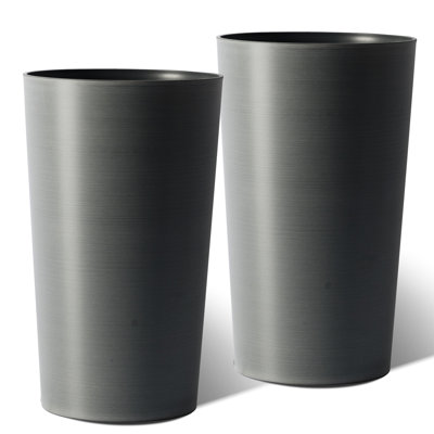 2 Pack Grey Planter Boxes, 21.7 Inches, Polypropylene, Weather-, For Balcony And Porch Tall Grey, Suitable Planting