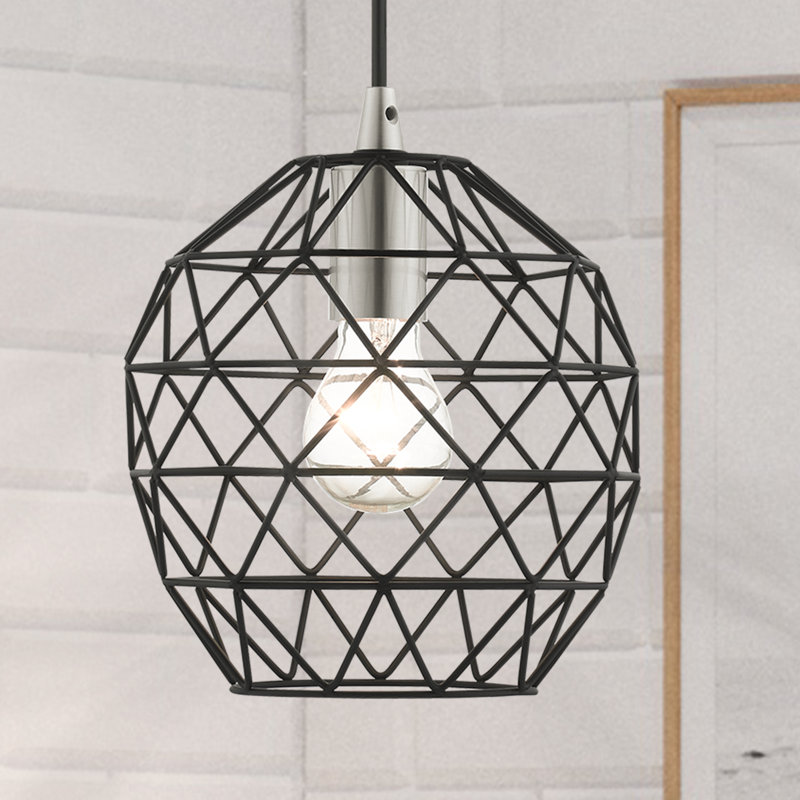 Luminaire suspendu simple à 1 lumière Lucilo, Noir