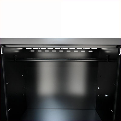 Armoires | Classeur en métal moderne et noir Rouge cramoisi, verrouillable, lumières intérieures DEL, 2 options d'assemblage pour le bureau | Rangement verrouillable | Structure réglable