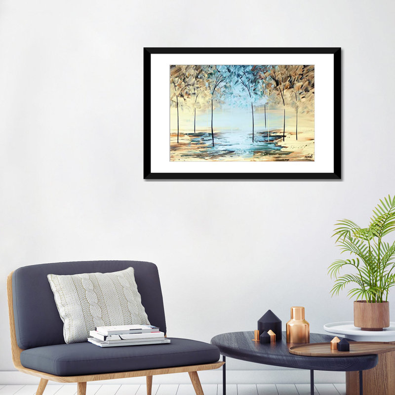 «Swiger By the Lake», reproduction sur toile, H 16 po x l 24 po x P 1 po, Papier d'art encadré noir, Blanc
