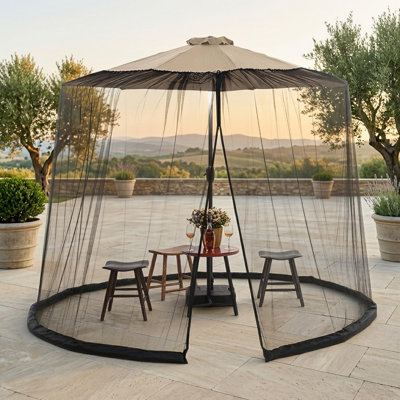 Parasol de patio de 9 pi avec moustiquaire de patio et moustiquaire en polyester