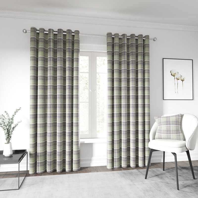 Harriet Lined Eyelet Room Darkening Curtains, Width 228 x Drop 228cm, Grape/Linen