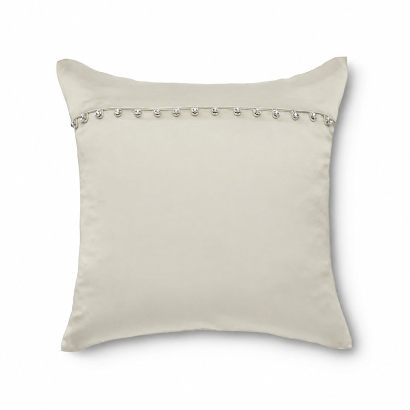 Silk Crystal Button Pillow, Ivory