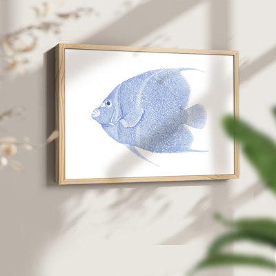 Poisson tropical bleu et blanc - impression encadrée - réarmable
