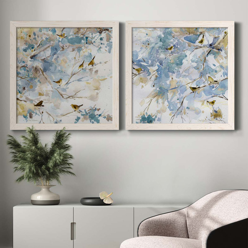 «Topaz Spring I», ensemble de 2 peintures sur toiles, Toile blanche encadrée, H 31,5 po x l 63 po x P 1,5 po