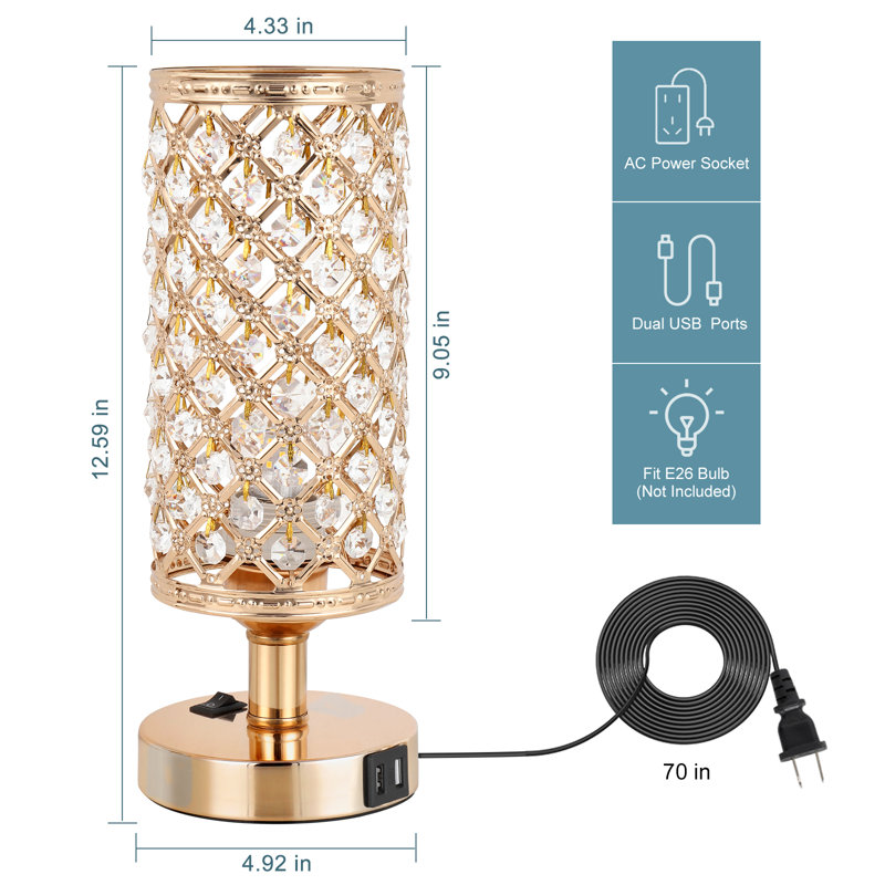 Dorethia Metal USB Table Lamp