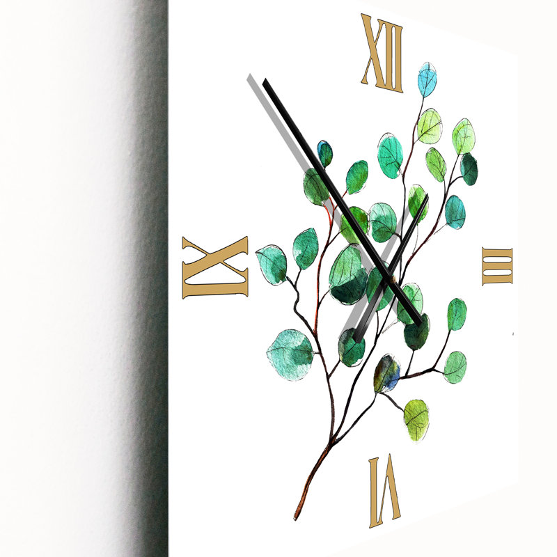 Horloge murale jeunes feuilles d'eucalyptus et branches IV, Très grand