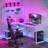 55" Large Computer Desk L-Shaped Desk with Wireless Charging and Bookshelf for Home Office-656090511