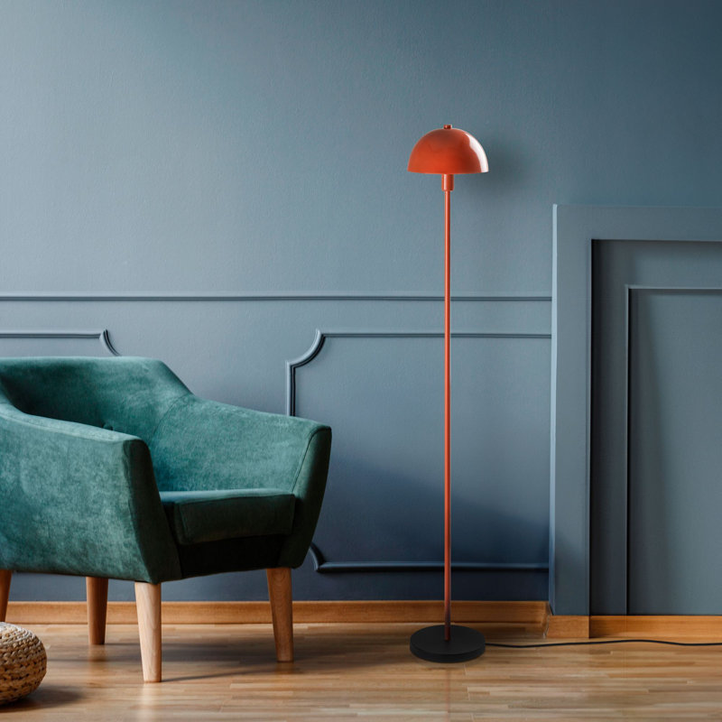Modern Floor Lamp, Orange Metal Body, 20 x 20 x 55.1 inches | E14 Socket (Max 40W), Stylish Design with 7.9 in Base | Perfect for Living Room, Bedroom & Office, Unique Solid Color Décor - Bulb Not Included