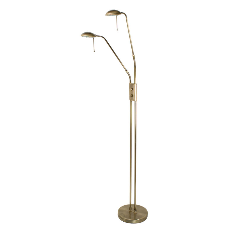 Lesperance 172cm Task Floor Lamp with Outlet, Antique Brass