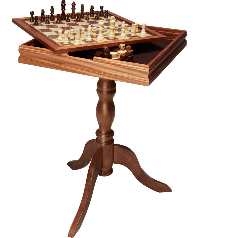 Ensemble de table de backgammon 3-IN-1 Chess Checkers, table d'échecs en bois de qualité supérieure de 18 pouces, ensemble de mobilier de table de jeu de luxe, jeu d'échecs cadeau de jeu de société pour les jeux de société en famille