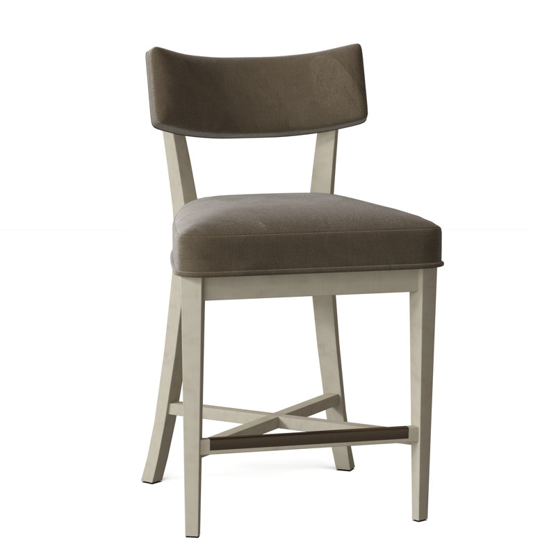Juliet Upholstered Stool with Solid Wood Frame, Linen (3152 72), Walnut, Counter Stool (25.5" Seat Height)