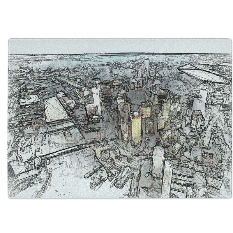 Tempered Glass Boston Massachusetts Chopping Board, 28.5 cm W x 20 cm L