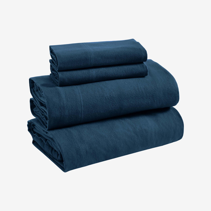 Ensemble de draps 100% flanelle toutes saisons, Marine, Ensemble de draps pour lit double