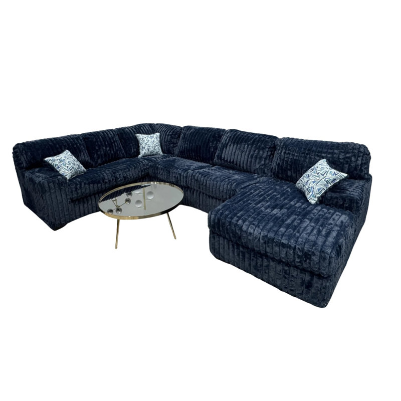 Grand canapé modulaire en forme de U Corsham, Blue Corduroy