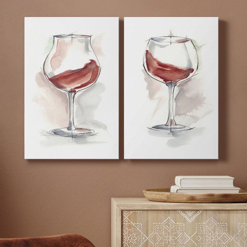" Wine Glass Study III " 2 - Pieces Painting Print, 27" H x 16" W x 1" D