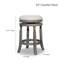 Tabouret de comptoir 24 po, siège en tissu au fini gris patiné