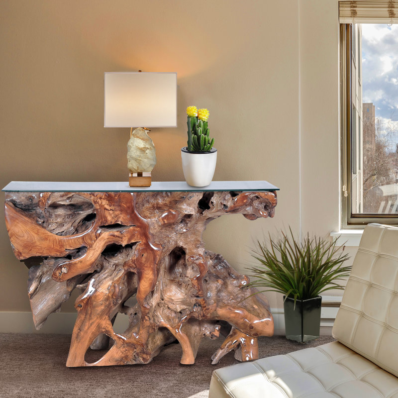 Helvig 48'' Glass Top Console Table