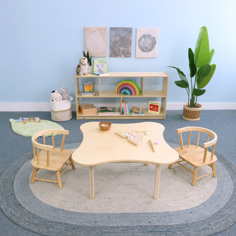 Ensemble de table d’écriture et de chaises pour enfants, 3 pièces enfant fleur