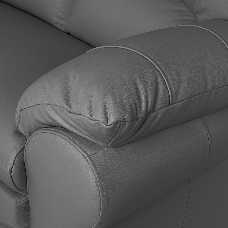Heppman Genuine Leather 3-Seat Fold-out Sleeper Sofa, Dark Gray