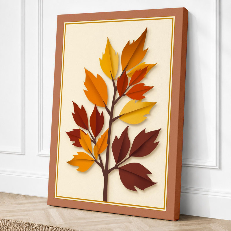 Autumn Branch Botanical - Wrapped Canvas, 24x16 - 61.0 x 40.6 cm, Terracotta Border