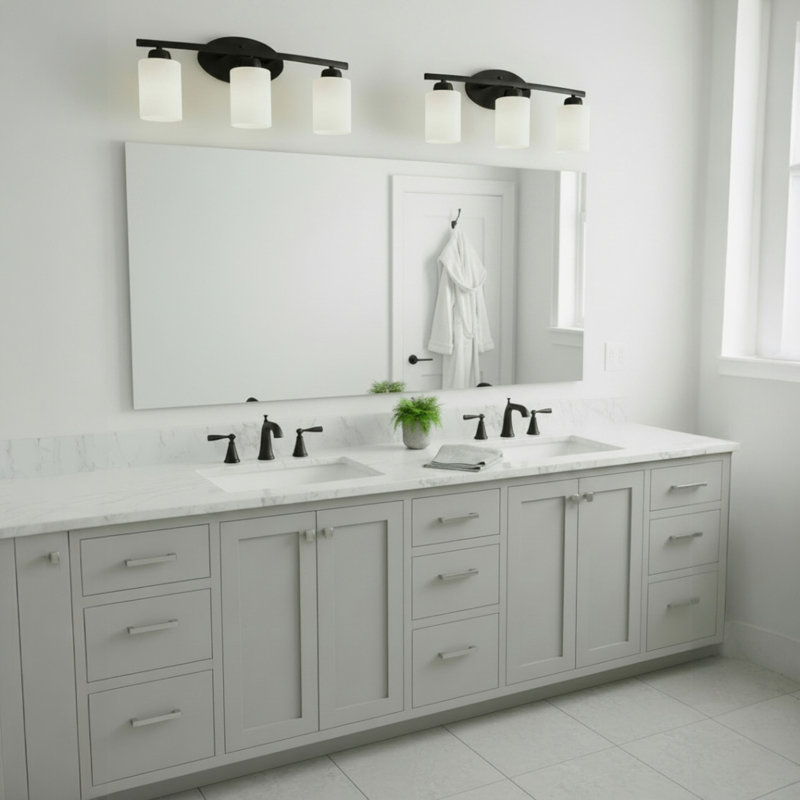 Éclairage pour meuble-lavabo à intensité variable Dixon, Noir mat, 3