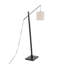 Lampe sur pied Arturo avec lumière réglable, base en bois noir et abat-jour en tissu gris-491577526-491577524