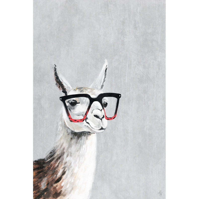 Smart Llama III - Wrapped Canvas Painting, 38cm H x 25cm W