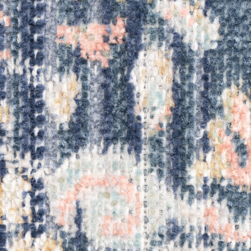 Camilla Traditional Oriental Navy Blue Polyester Area Rug, Rectangle 8' x 10'