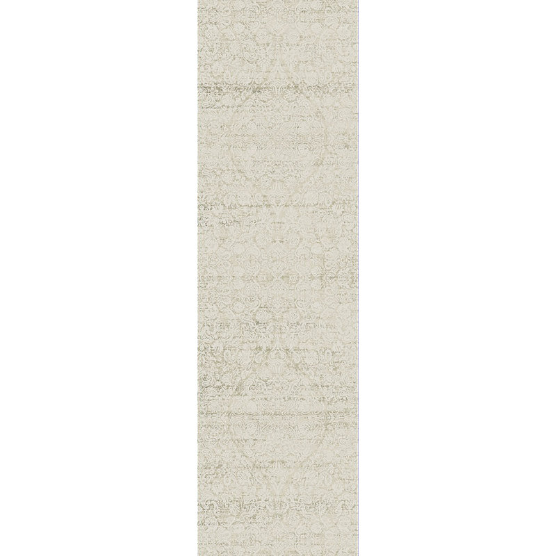 Tapis décoratif de Ivoire géométriques à tissage électrique Bullis, Tapis de couloir : 2 pi 2 po x 7 pi 7 po