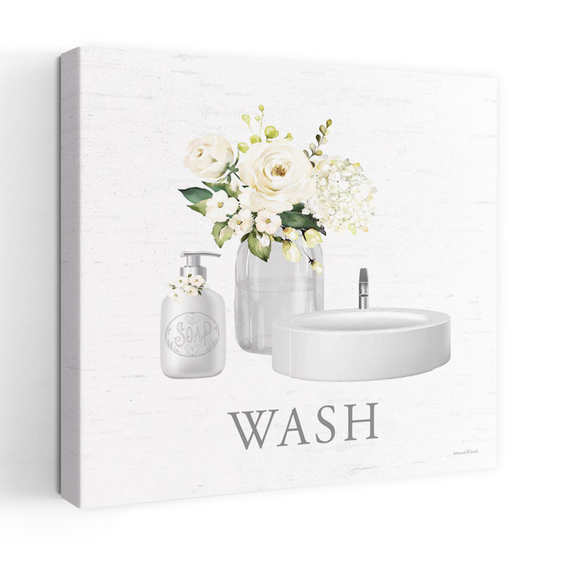 Ensemble de 3 serviettes de bain blanches à motif floral Art moderne de campagne moderne, typographie florale moderne