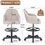 Chaise de dessinateur ergonomique beige avec repose-pieds et support lombaire, haute chaise de bureau réglable, chaise pivotante pour bureau à domicile et studio-347467747