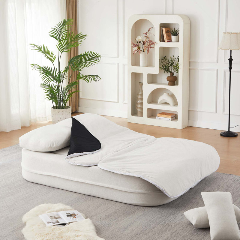 Canapé-lit 2 en 1 convertible pliable en chenille avec couverture multifonctionnelle pour salon, chambre à coucher, salon, studio