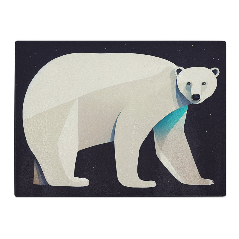 Dashing Polar Bear  Glass Chopping Board