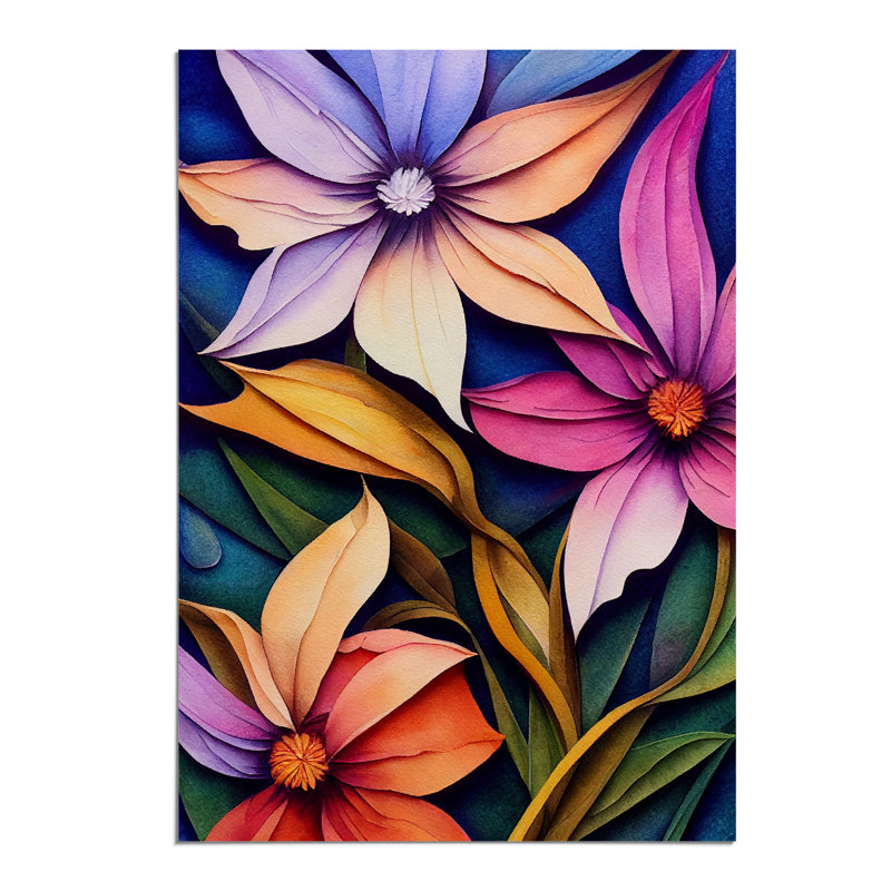 Colourful Flowers No.2 - Print, 42cm H x 29.7cm W, Paper, No Matte
